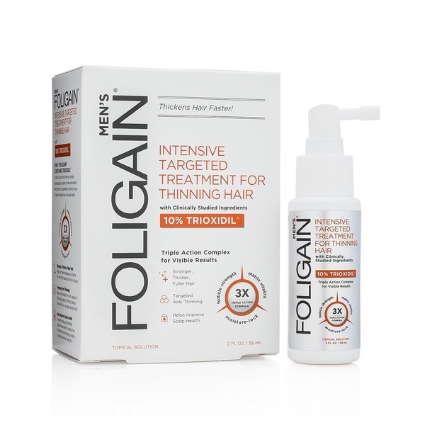 Foligain Triple Action Complete Volumizing Formula for Thinning Hair, Hair Care for Men, 2 Fl Oz