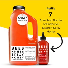 Bees Knees Spicy Honey, 92 oz Bulk Bottle Pure Honey Infused with Oleoresin Habanero Peppers, Gluten Free, Paleo Friendly, Wildflower Natural Hot Honey, Hot Sauce Gifts, Food Gifts, Unique Gifts