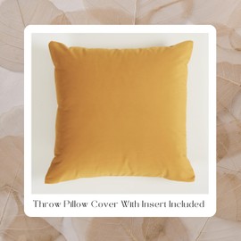 CLOUDOTE Solid Color Velvet Throw Pillow with Insert Included (Ginger Yellow, 20"x20"), Decorative Pillow for Sofa, Couch, Bed, Chair Cushion
