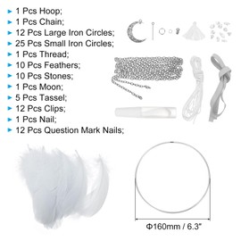 PATIKIL DIY Dream Catcher Kit, Making Dream Catcher Supplies Wall Hanging Handmade Dream Catcher Kits for Beginner Style 5, Gray