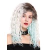 WIG ME UP - 803AD-8+60+L-BLUE Women's Wig Side Parting Afro Crepe Curls Ombre Brown Blonde Blue Mix
