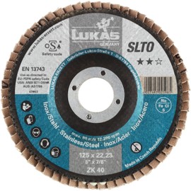 Lukas-Erzett SLTR Flap Disc Universal Diameter 150 mm Zirconia Corundum Grain 60 Angled 15.5 x 15.5 x 14.5 cm Pack of 10