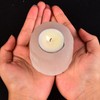 AMOYSTONE Selenite Tealight Holders Natural Crystal Candle Holders Decorative Tealight