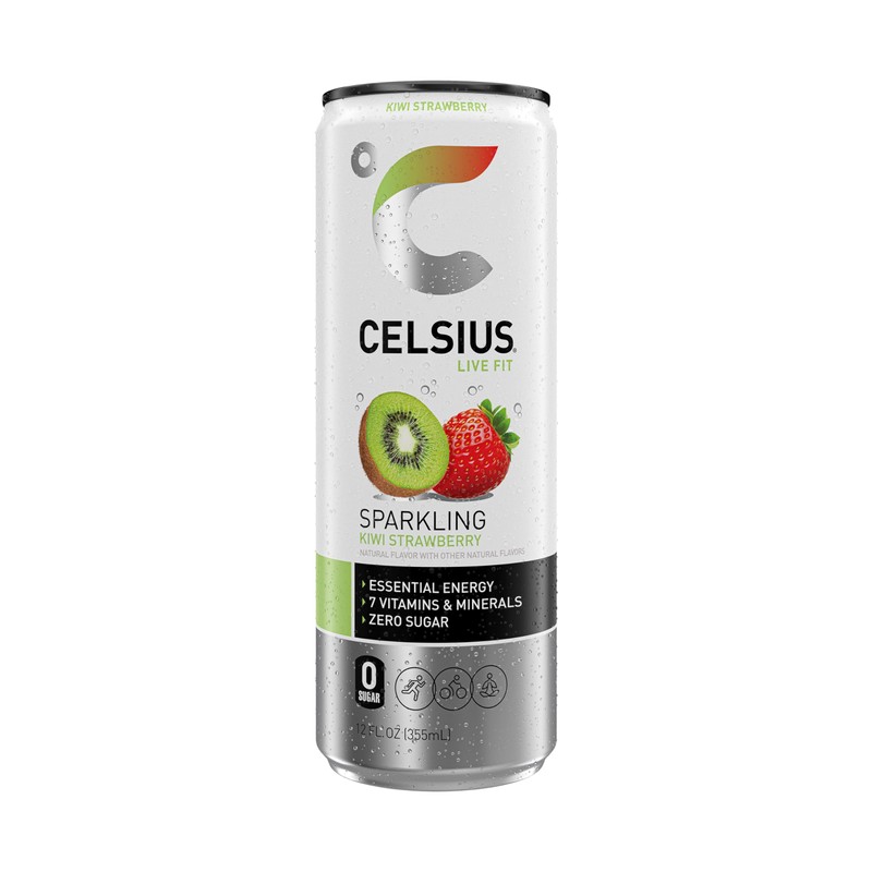 CELSIUS Sparkling Kiwi Strawberry, Sugar Free Energy Drink, 12 Fl