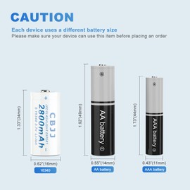 CPZZ 16340 Rechargeable Battery 2800mAh Large Capacity 16340 li-ion Batteries for flashlights,doorbells (8Pack 3.7v Battery 1003LQY)