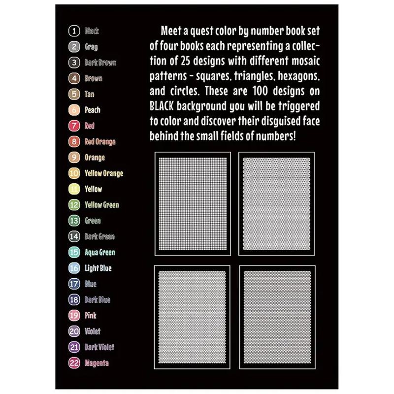 100 QUEST Color By Number Geometric Shapes Coloring Book -