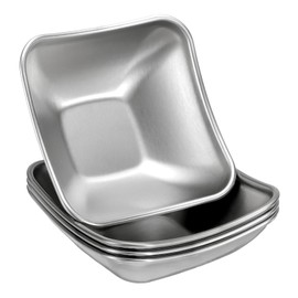 uxcell 4 Pcs Stainless Steel Sauce Dish, 3" Sushi Soy Sauce Divided Dipping Bowls Metal Seasoning Dishes Appetizer Serving Tray Sauce Dish for Home Kitchen BBQ, Silver