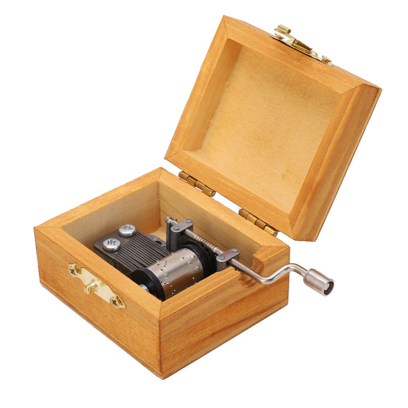 Hand Cranked Music Box Mini Portable Gemini Pattern Retro Style