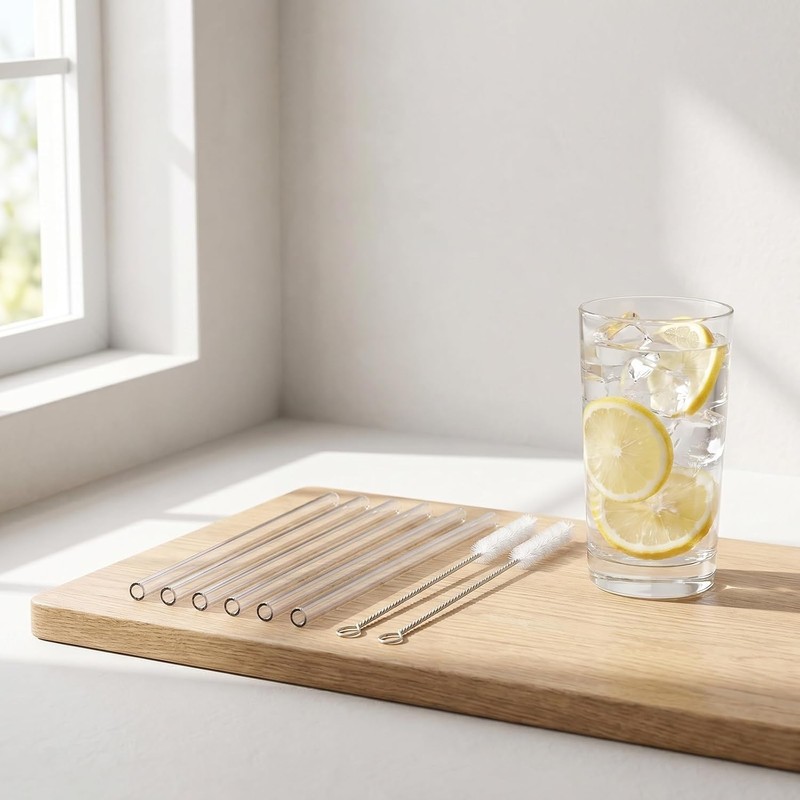 6 Popotes Reutilizables para Vaso con 2 Cepillos Limpiadores, Pajitas