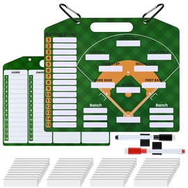 Magnetic Baseball Lineup Board, 47pcs Professional Softball & Baseball Lineup Board for Dugout, Double-Sided Dry Erase Coaching Clipboard with Marker, Magnets & Eraser for Coaches and Teams