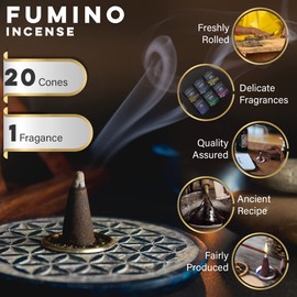 Fumino® Simply Sandalwood Fresh Incense Cones 20 per Box Masala Agarbatti Joss Scent Fragrance for Relaxation and Meditation, Home and House Décor