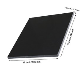 High-Density Polyethylene (HDPE) Plastic Sheet (1, Black, 12" X 12"X 1/2")