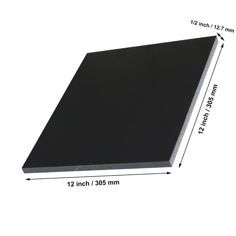 High-Density Polyethylene (HDPE) Plastic Sheet (1, Black, 12" X 12"X