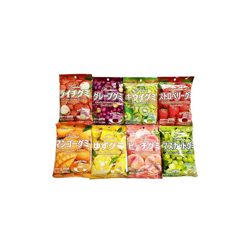 Kasugai Japanese Gummy Candy Variety Pack, 8 Flavors in Sprout