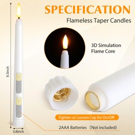 Baquler 50 Pcs 8.5 Inch Flameless Taper Candles Battery Operated Taper Candles Bulk LED Flickering Flameless Candlesticks Realistic Candle Lights for Home Dinner Wedding Church Christmas Decor