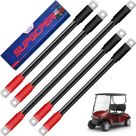 SUPGCPER EZGO Battery Cables, Golf Cart Battery Cables Set Compatible with EZGO TXT 36V and 48V 1994-UP, 100% Fine Stranded Pure Copper AC/DC EZGO Wiring Kit, 5PCS, 4 Gauge