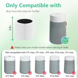 4 Packs Mini Max Replacement Filter Compatible with Blue Pure Mini Max Air Cleaner Purifier, Premium Filters & Activated Carbon Filter, Part # FMINI, White