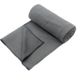 Eunzel Hot Yoga Towel, Non-Slip Yoga Mat Towel with Silicone Grip Dots Absorbent Microfiber for Exercise, Fitness, Pilates, Grey