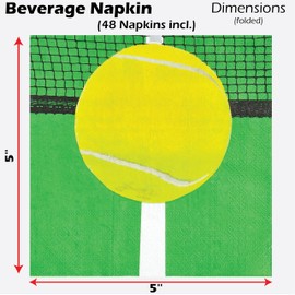 Servilletas de tenis Havercamp (paquete de 48). 48 servilletas de cóctel de tenis en acción auténtica de alta resolución. Dimensiones plegado: 12,7 x 12,7 cm. Parte de la colección Tennis Party