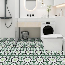 RomDeco Peel and Stick Floor Tile 11.8in X 11.8in Floor Tiles Self Adhesive Vinyl Flooring Green Color for Home Decor and Renovation, 20 pcs