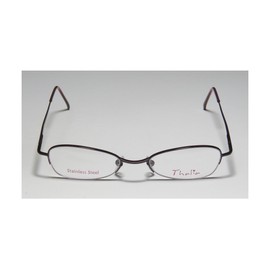 Thalia Alba Womens/Ladies Rx-able Glamorous Designer Half-rim Flexible Hinges Eyeglasses/Eyeglass Frame (46-18-130, Grape)