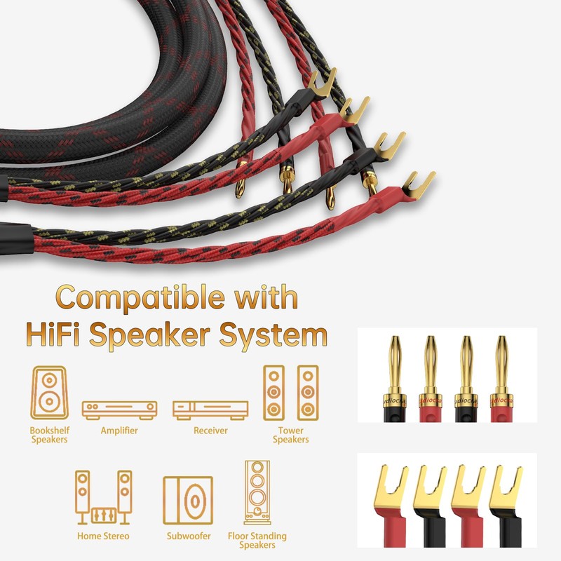 Tertullus 1 Pair HiFi OFC Braid Speaker Cable with Banana