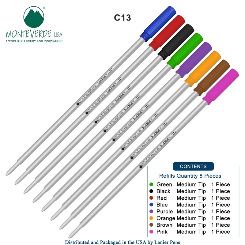 8 Pack Multi Color Cross Ballpoint Pen Refills by Monteverde