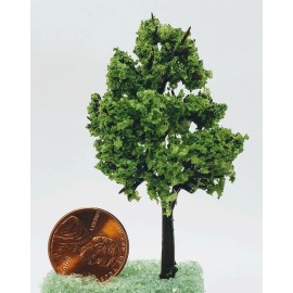 Dollhouse Miniature Handmade 2 1/2" Variegated Light Green Tree -- 1:48/O Scale