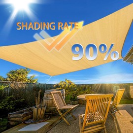 Sun Shade Sail, 90% UV Block, Water & Air Permeable, for Patio, Carport, Backyard, Playground (10x20 FT)