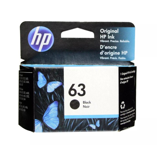 HP 63: Black Ink Cartridge Works w/ HP DeskJet 1112,