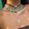 Jovono Boho Choker Necklace Silver Cowgirls Boot Pendant Necklaces Turquoise