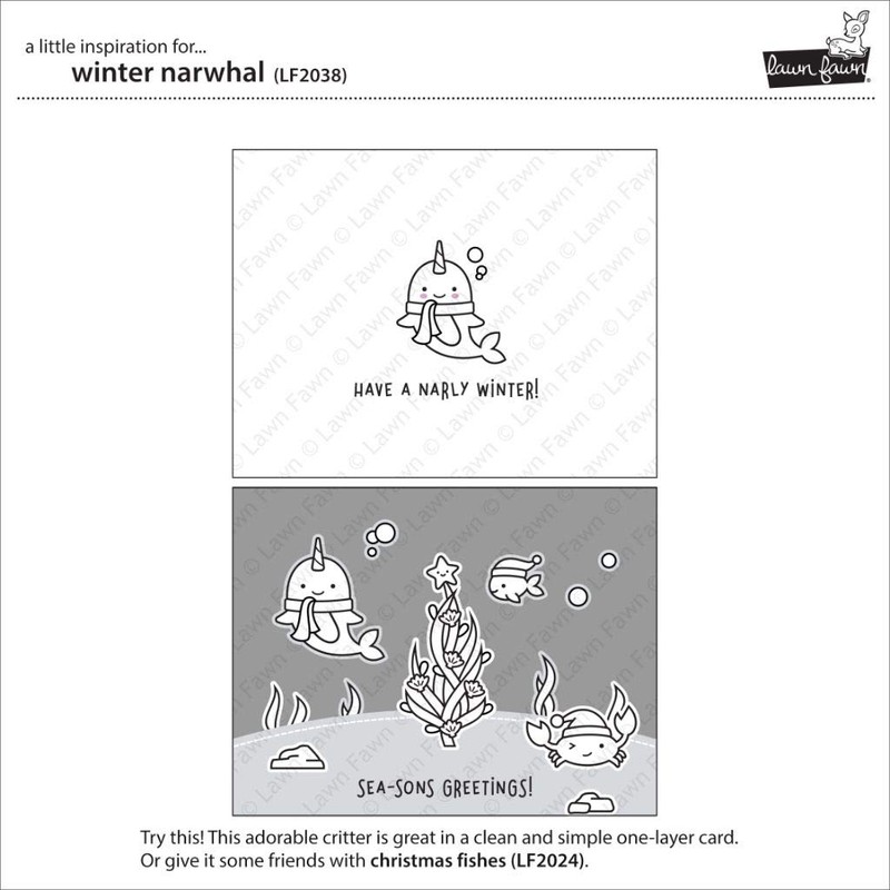 Lawn Fawn Winter Narwhal Clear Stamps