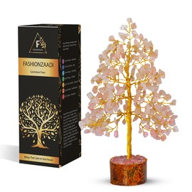 FASHIONZAADI Crystal Tree of Life with Rose Quartz - Pink Gemstone Bonsai for Positive Vibes - Feng Shui Money Tree for Meditation, Healing & Home Decoration