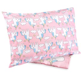 Toddler Pillow with Pillowcase - Baby Pillows for Sleeping, 13" x 18" Soft Breathable Kids Pillow for Crib, Toddler Bed, Travel, Organic Cotton, Machine Washable, Small Pillow for Kids, Pink Unicorn