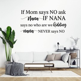 Vinyl Wall Decal If Mom Says NO Ask Nana If Nana Says No Who are We Kidding Nana Never Says No Motivational Wall Decal Inspirational Sayings for Home School Wall Decorations 22 inch