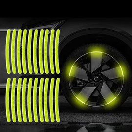 20PCS Car Wheel Reflective Decorative Strip,Night Safety Warning Stickers,Cars,Motorcycles,Bicycles are Applicable, Colorful and Diverse, a Street The Most Beautiful Car (Yellow)