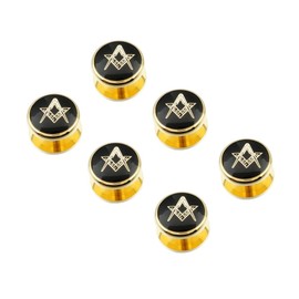HAWSON Freemason Masonic Cufflinks and Tuxedo Studs Set in Gift Box, Easy to Wear, Gifts or Jewelry for Men, Wedding Accessories., Small, Metal