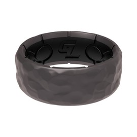 Groove Life Zeus Hammered Gun Metal Silicone Ring Breathable Rubber Wedding Rings for Men, Lifetime Coverage, Unique Design, Comfort Fit Ring - Size 10