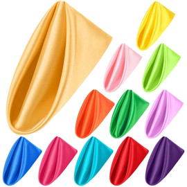 Aneco 12 Pieces Satin Napkins Soft Dinner Napkins Multicolor Square Weddings Table Napkins 17 x 17 Inches for Restaurant Weddings Party Dinner Decoration (Rainbow)