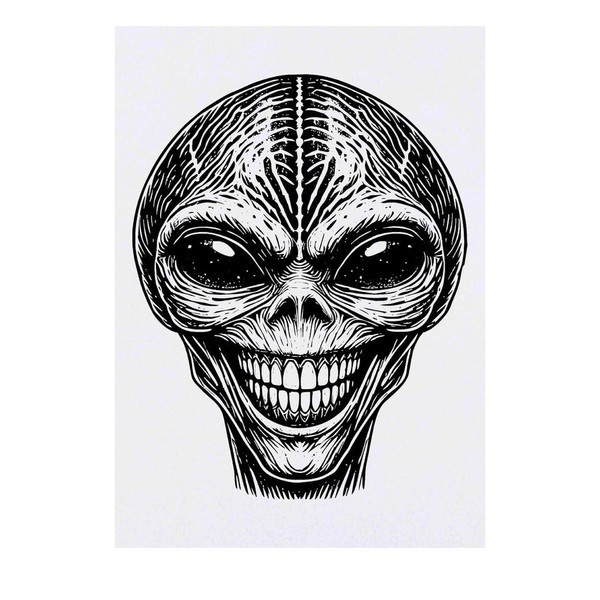 Azeeda 'Grinsender Außerirdischer' Temporäres Tattoo - Hautfreundlicher & Ungiftiger Abziehbild