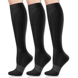 CAMBIVO 3 Pairs Compression Socks for Women and Men(20-30 mmHg), fit for Running, Flight, Travel, Pregnancy, Nurses, Circulation and Recovery -(CS11 Ink, XX-Large)