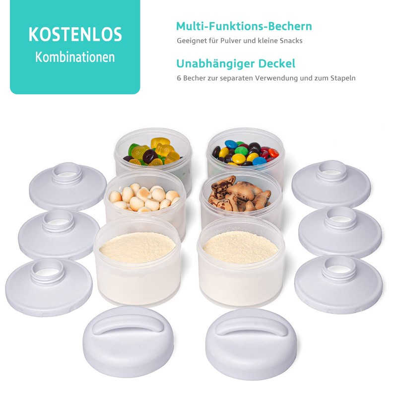 Termichy Milchpulver Portionierer Baby Stapelbar Milchpulver Aufbewahrungsbox 2 Stück (Grau)