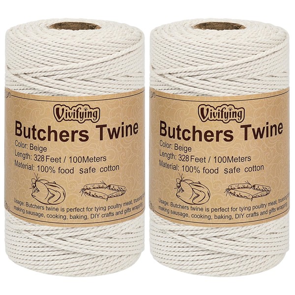 Vivifying Butchers Twine, 2pcs x 328 Feet 2mm Food Safe