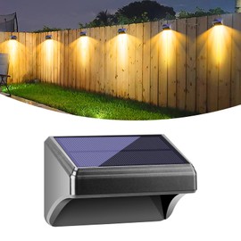 Bridika Solar Fence Lights, Fence Lights Solar Powered Outdoor Waterproof Warm White & Color Glow LED Solar Lights for Backyard, Patio, Deck Railing, Stair Handrail, Pool and Wall (1 Pack)