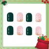 KOLONAMS 48Pcs Christmas Green Press on Nails Short Square Fake