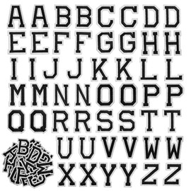 Pack of 52 Iron-On Patches Black A-Z Letters Embroidered Iron-On Patches Clothing Repair Sewing Patches for Shoes Hats Backpack Jeans