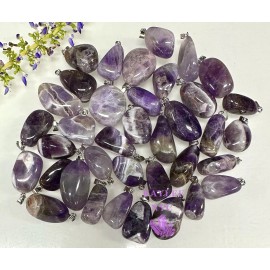 Wholesale Lot 36 Pcs Natural Amethyst Crystal Pendant Healing Energy