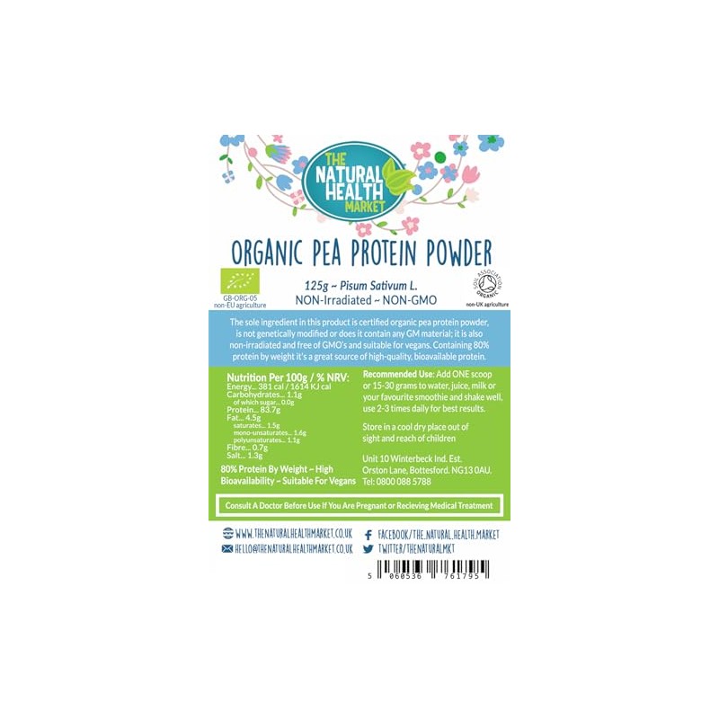 Organic Pea Protein Powder 125g by The Natural Health Market