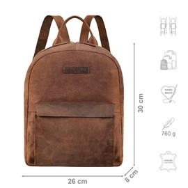STILORD 'Adelin' Fashion Backpack Women's Leather Small Backpack Vintage Daypack for Office Going Out Shopping City Backpack Genuine Leather, Avani - Brown