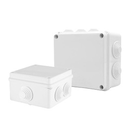 Set of 2 Surface-Mounted Distribution Boxes, IP65 Waterproof, Outdoor Junction Box for Electrical Projects, ABS Cable Distribution Box in 85 x 85 x 50 mm and 150 x 110 x 70 mm, Surface-Mounted